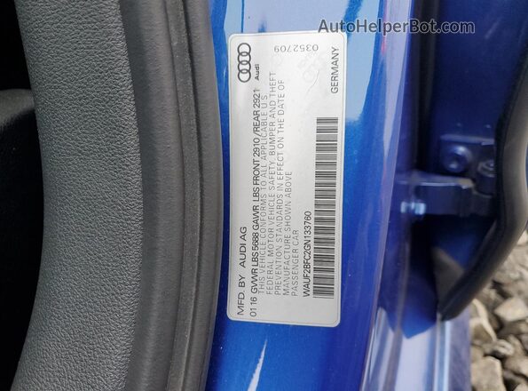 WAUF2BFC2GN133760 2016 AUDI S6 Blue Widok naklejki z numerem VIN