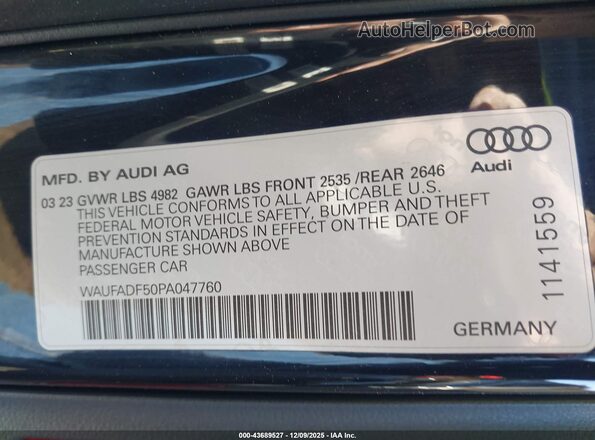 WAUFADF50PA047760 2023 AUDI OTHER Black Vista del compartimento del motor