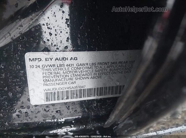 WAUGUDGY4SA051047 2025 AUDI OTHER Черный Вид подкапотного пространства