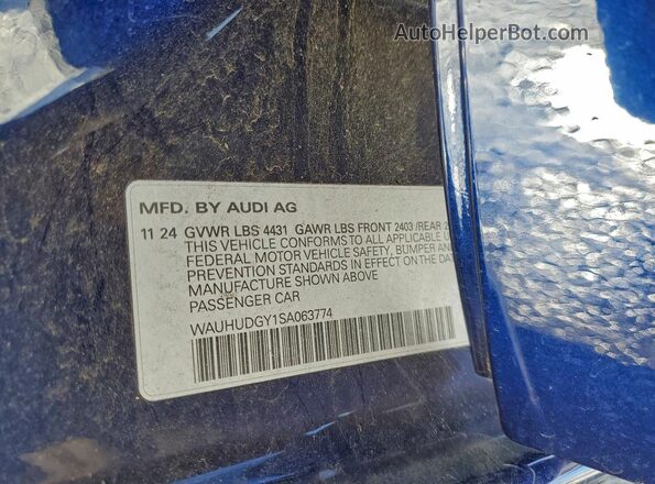 WAUHUDGY1SA063774 2025 AUDI OTHER Blue VIN կոդի պիտակի տեսք