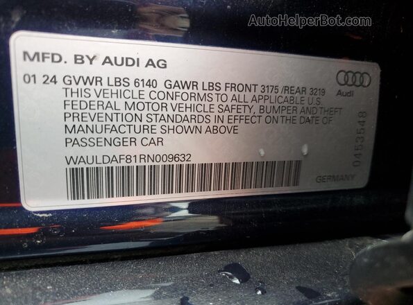 WAULDAF81RN009632 2024 AUDI OTHER Blue Engine compartment view