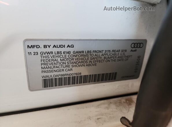 WAULDAF88RN007828 2024 AUDI OTHER White Vista del compartimento del motor
