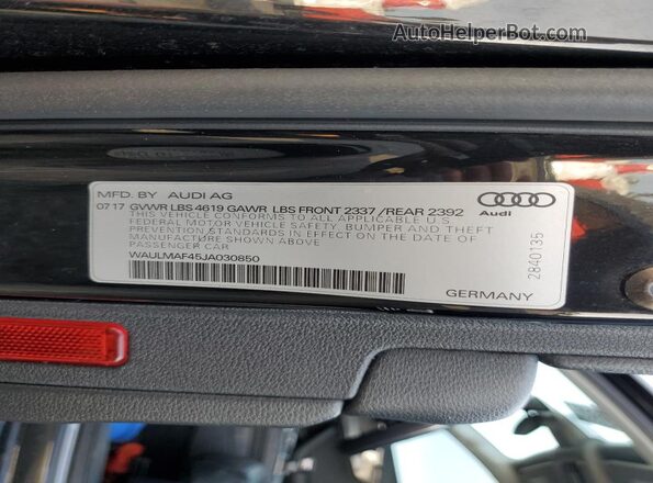 WAULMAF45JA030850 2018 AUDI OTHER Black Vista del compartimento del motor