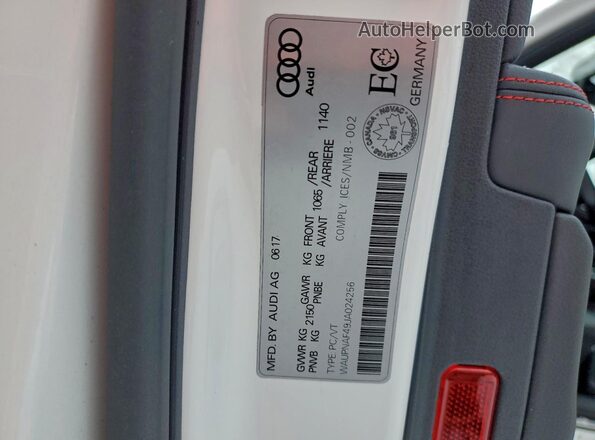 WAUPNAF49JA024256 2018 AUDI OTHER White Vista del compartimento del motor
