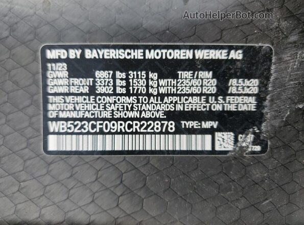 WB523CF09RCR22878 2024 BMW IX Gray Vista del compartimento del motor