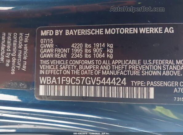 WBA1F9C57GV544424 2016 BMW 2 SERIES Dark Blue Շարժիչի բաժամունքի տեսք