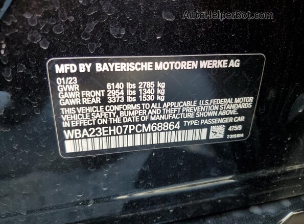 WBA23EH07PCM68864 2023 BMW 7 SERIES Черный Вид наклейки с VIN-кодом