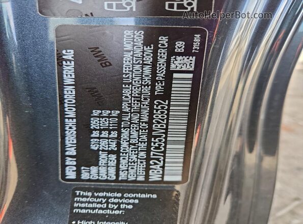 WBA2J7C55JVB28552 2018 BMW M2 Gray Widok komory silnika