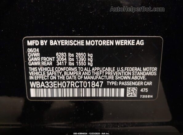 WBA33EH07RCT01847 2024 BMW 7 SERIES Black 