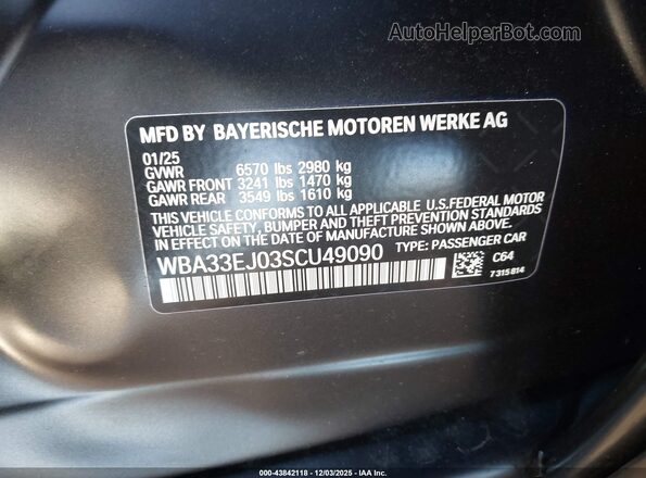 WBA33EJ03SCU49090 2025 BMW 7 SERIES Black Vista del compartimento del motor