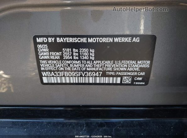 WBA33FB09SFV36947 2025 BMW 4 SERIES Gray ძრავის განყოფილების ხედი