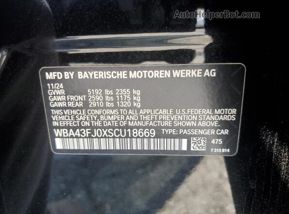 WBA43FJ0XSCU18669 2025 BMW 5 SERIES Black VIN կոդի պիտակի տեսք