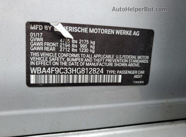 WBA4F9C33HG812824 2017 BMW 4 SERIES Silver ძრავის განყოფილების ხედი