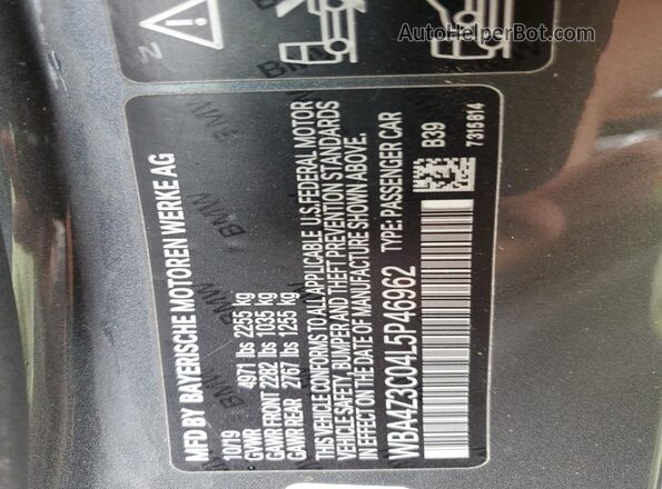 WBA4Z3C04L5P46962 2020 BMW 4 SERIES Серый Вид подкапотного пространства
