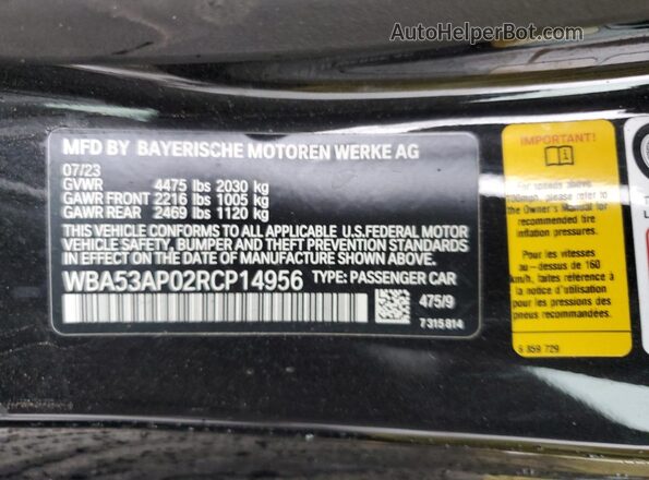 WBA53AP02RCP14956 2024 BMW 4 SERIES Black Вид підкапотного простору
