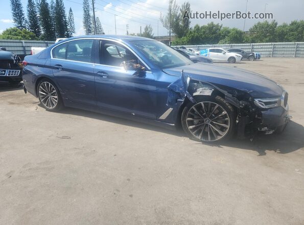 WBA53BH06MCF98693 2021 BMW 5 SERIES Blue Передня права чверть