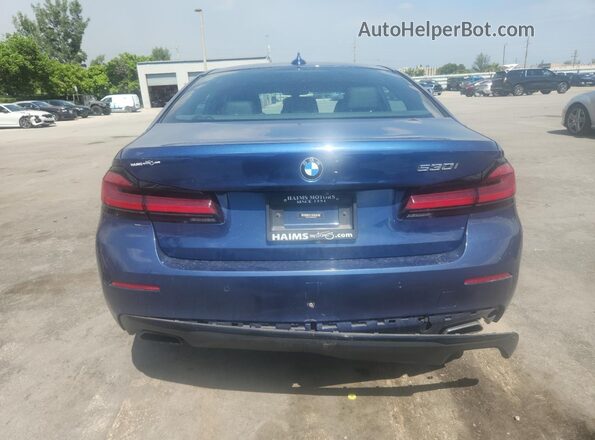 WBA53BH06MCF98693 2021 BMW 5 SERIES Blue Вид ззаду
