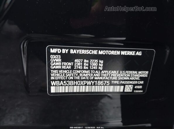 WBA53BH0XPWY18675 2023 BMW 5 SERIES Черный Вид подкапотного пространства