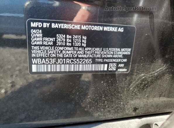 WBA53FJ01RCS52265 2024 BMW 5 SERIES Charcoal Vista del compartimento del motor