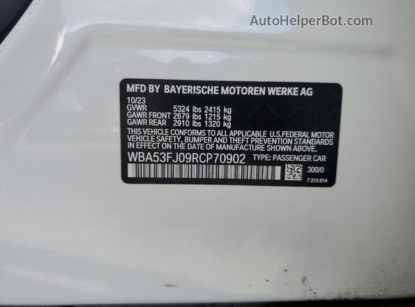 WBA53FJ09RCP70902 2024 BMW 5 SERIES Белый Вид подкапотного пространства