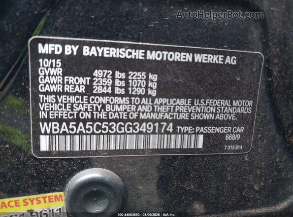 WBA5A5C53GG349174 2016 BMW 5 SERIES Black Вид підкапотного простору