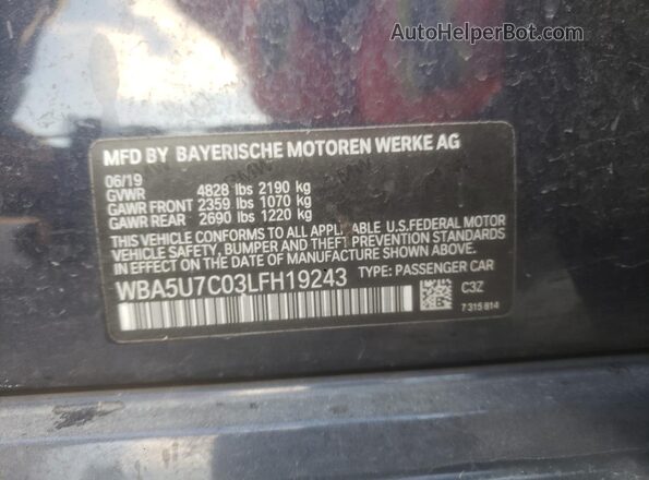 WBA5U7C03LFH19243 2020 BMW M3 Black Շարժիչի բաժամունքի տեսք