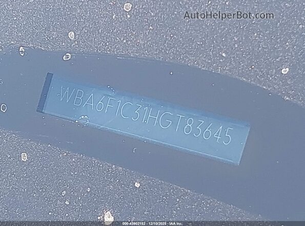 WBA6F1C31HGT83645 2017 BMW 6 SERIES White 