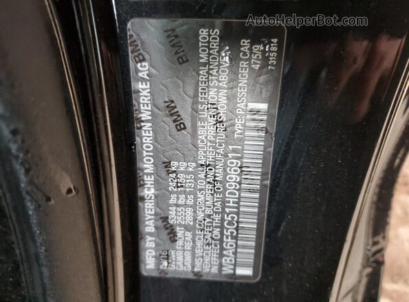 WBA6F5C51HD996911 2017 BMW 6 SERIES Черный Вид подкапотного пространства