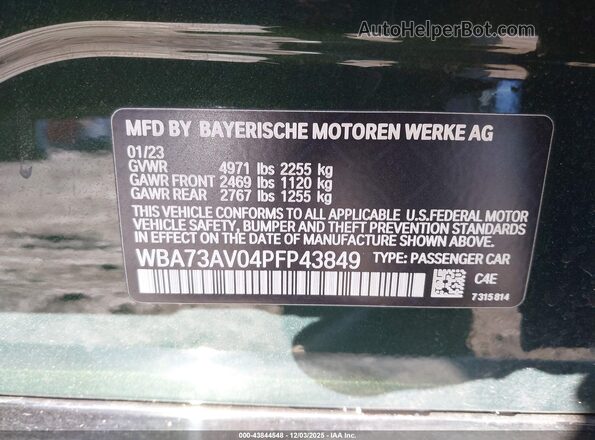 WBA73AV04PFP43849 2023 BMW 4 SERIES Green Շարժիչի բաժամունքի տեսք