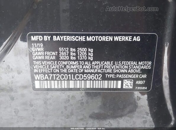 WBA7T2C01LCD59602 2020 BMW 7 SERIES Черный Вид подкапотного пространства