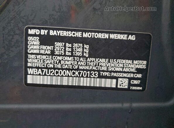 WBA7U2C00NCK70133 2022 BMW 7 SERIES Серый Вид подкапотного пространства