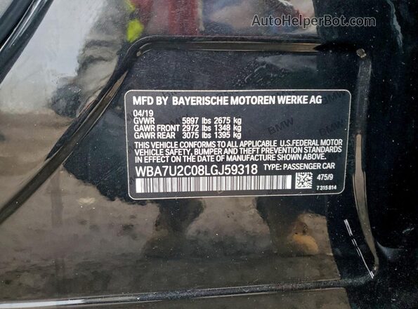 WBA7U2C08LGJ59318 2020 BMW 7 SERIES Черный Вид подкапотного пространства