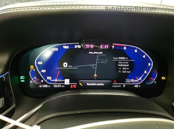 WBA7U2C11LCD06260 2020 BMW ALPINA Black Instrument cluster view