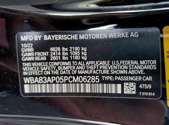 WBA83AP05PCM06285 2023 BMW M4 Black 