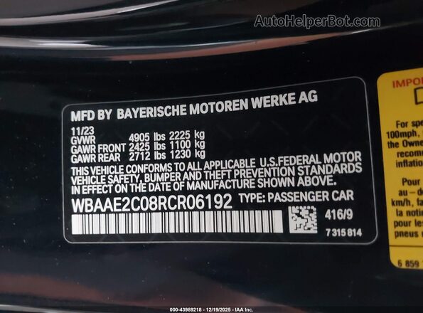 WBAAE2C08RCR06192 2024 BMW 8 SERIES Black ძრავის განყოფილების ხედი