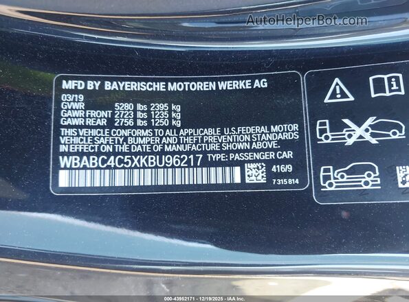 WBABC4C5XKBU96217 2019 BMW M8 Черный Вид подкапотного пространства