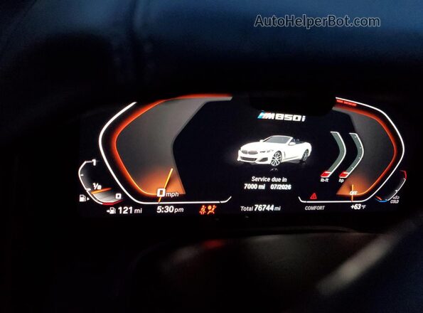 WBAFY4C55KBX39015 2019 BMW M8 White Instrument cluster view