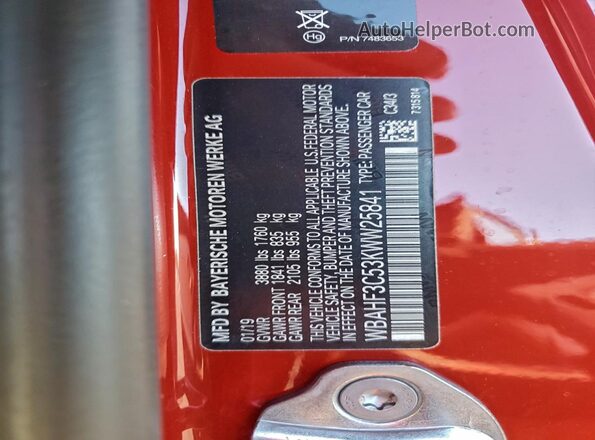 WBAHF3C53KWW25841 2019 BMW Z4 Red Vista del compartimento del motor
