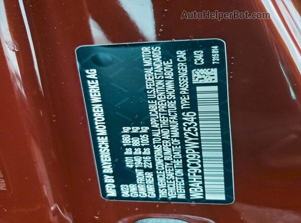 WBAHF9C09PWY25346 2023 BMW Z4 Red Widok naklejki z numerem VIN