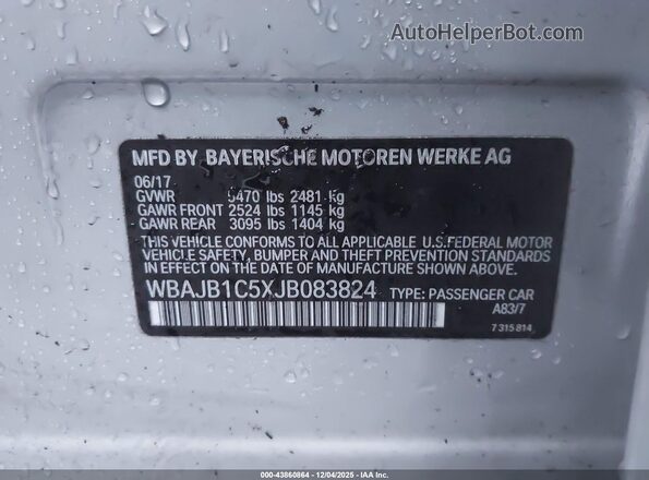 WBAJB1C5XJB083824 2018 BMW 7 SERIES Серебряный 