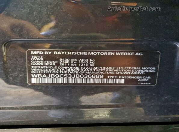 WBAJB9C53JB036889 2018 BMW M5 Charcoal 