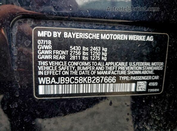 WBAJB9C58KB287666 2019 BMW M5 Blue ძრავის განყოფილების ხედი