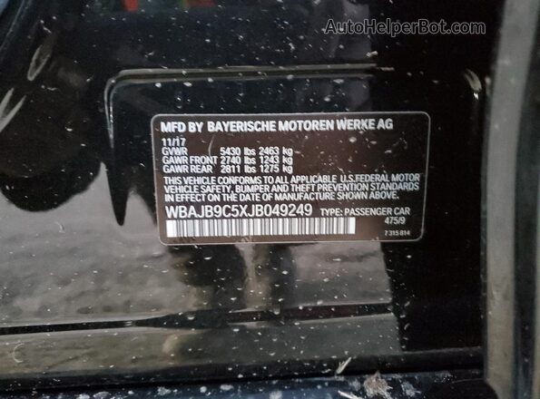 WBAJB9C5XJB049249 2018 BMW M5 Черный 