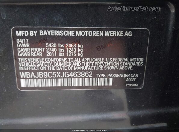 WBAJB9C5XJG463862 2018 BMW 5 SERIES Gray Вид підкапотного простору