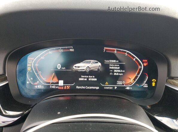 WBAJR3C08LWW80977 2020 BMW 5 SERIES Silver Instrument cluster view