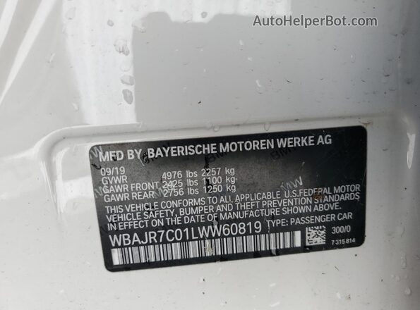 WBAJR7C01LWW60819 2020 BMW 5 SERIES White ძრავის განყოფილების ხედი