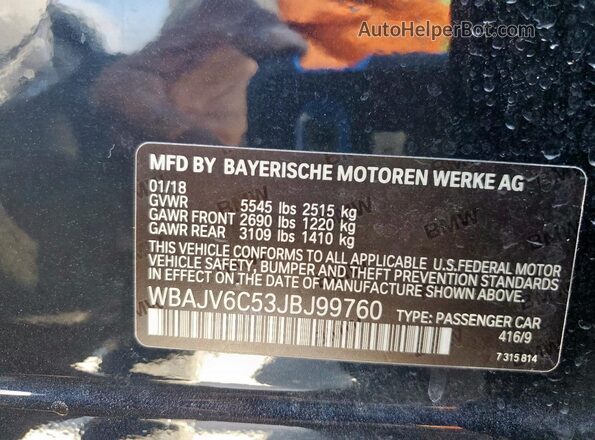 WBAJV6C53JBJ99760 2018 BMW 6 SERIES Black Շարժիչի բաժամունքի տեսք