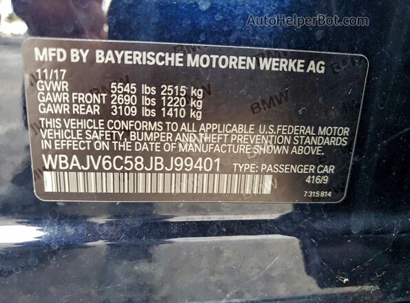 WBAJV6C58JBJ99401 2018 BMW 6 SERIES Black Engine compartment view