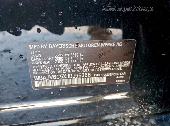 WBAJV6C5XJBJ99366 2018 BMW 6 SERIES Black Engine compartment view
