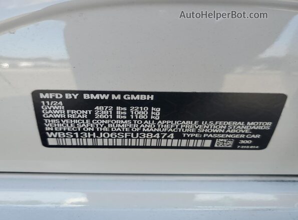 WBS13HJ06SFU38474 2025 BMW M3 White Widok komory silnika